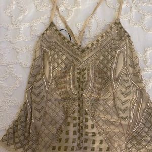 gold beaded party top